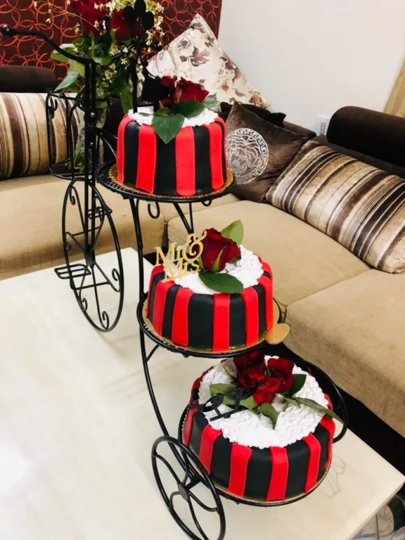 Casted Iron Rent- 3 tier Cycle Cake Stand Cupcake Stand on Rent